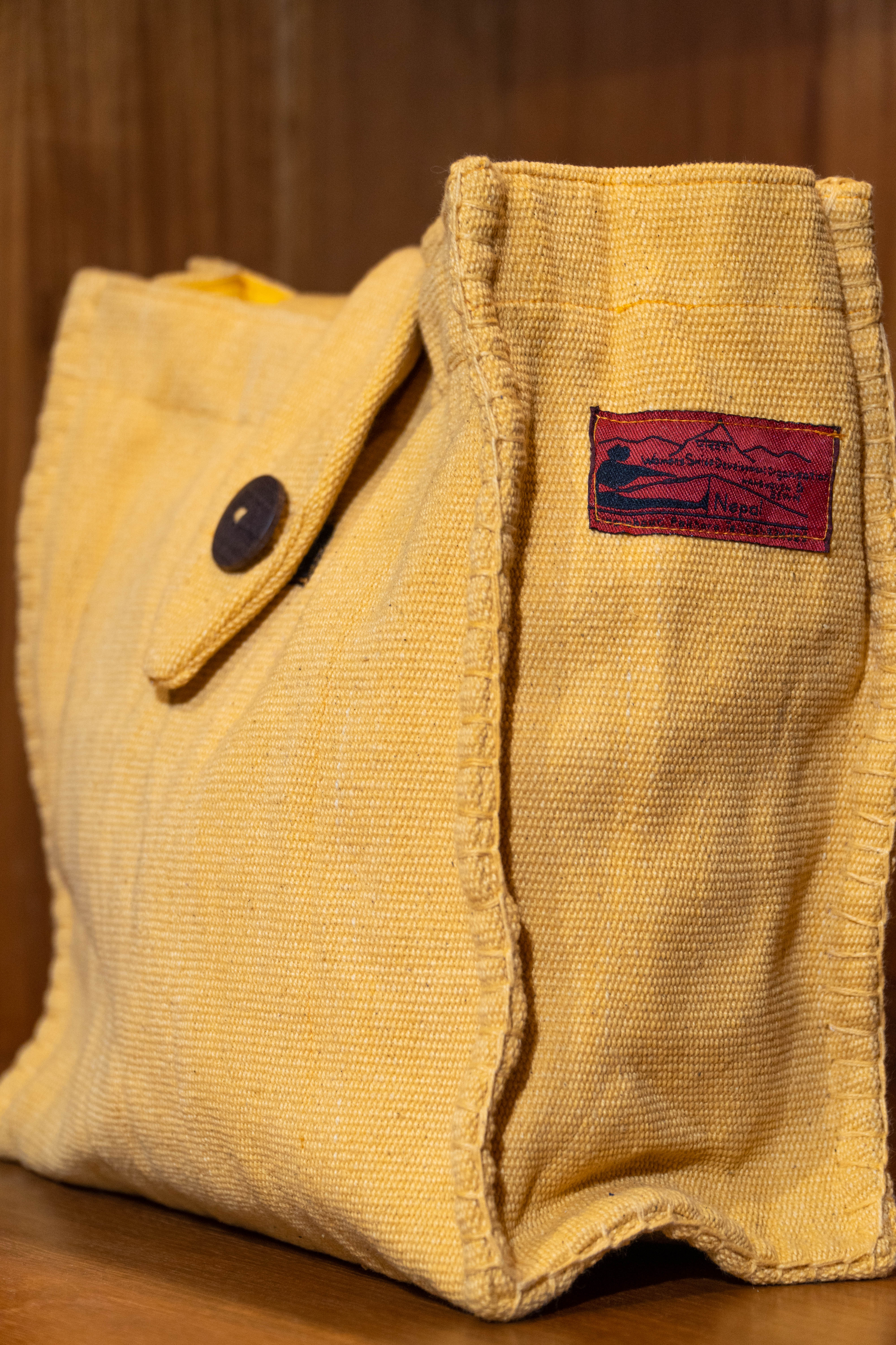 Handwoven Square Patch Totebag - Marigold